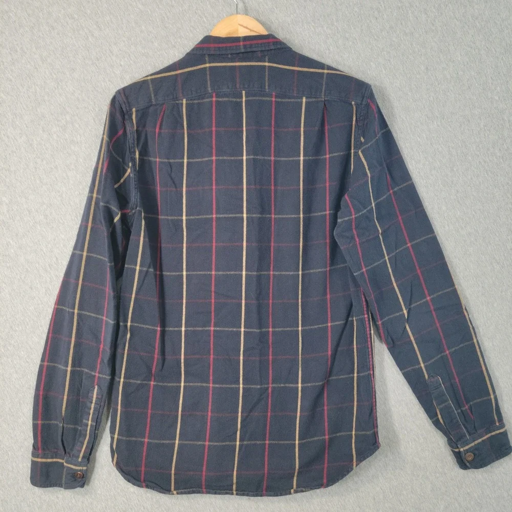 J Crew Flannel Shirt Men Medium Tall Blue Plaid Workwear Cabincore Tattersall
